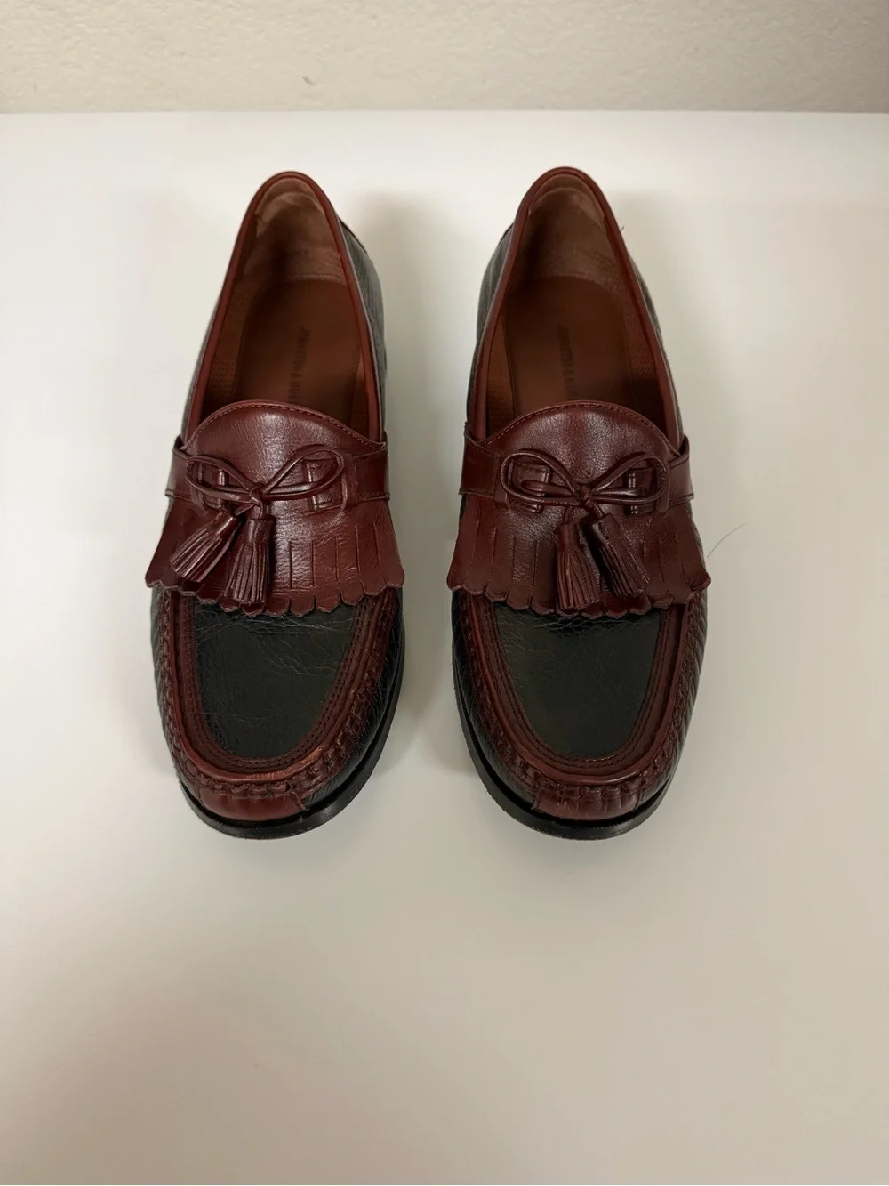 Johnston & Murphy Two-Tone Tassel Kiltie Loafers in Burgundy and Black Men main image 4